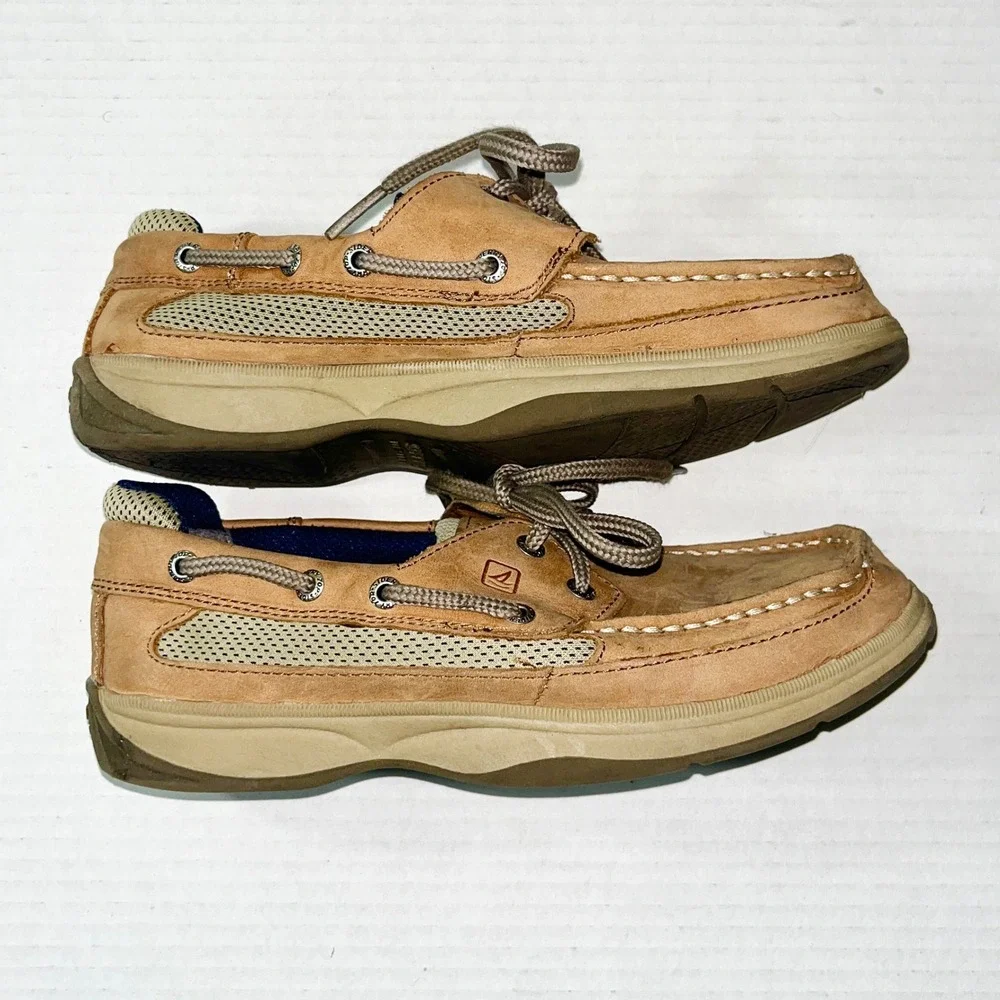Sperry Top-Sider Billfish Boat Shoes Mens 4M Tan Leather Mesh YB46122A